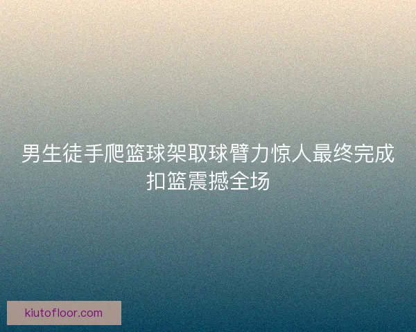 男生徒手爬篮球架取球臂力惊人最终完成扣篮震撼全场