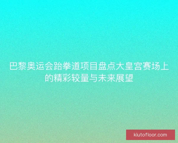 巴黎奥运会跆拳道项目盘点大皇宫赛场上的精彩较量与未来展望